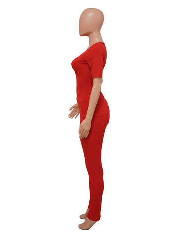Rib Knit Fitted Pants Set