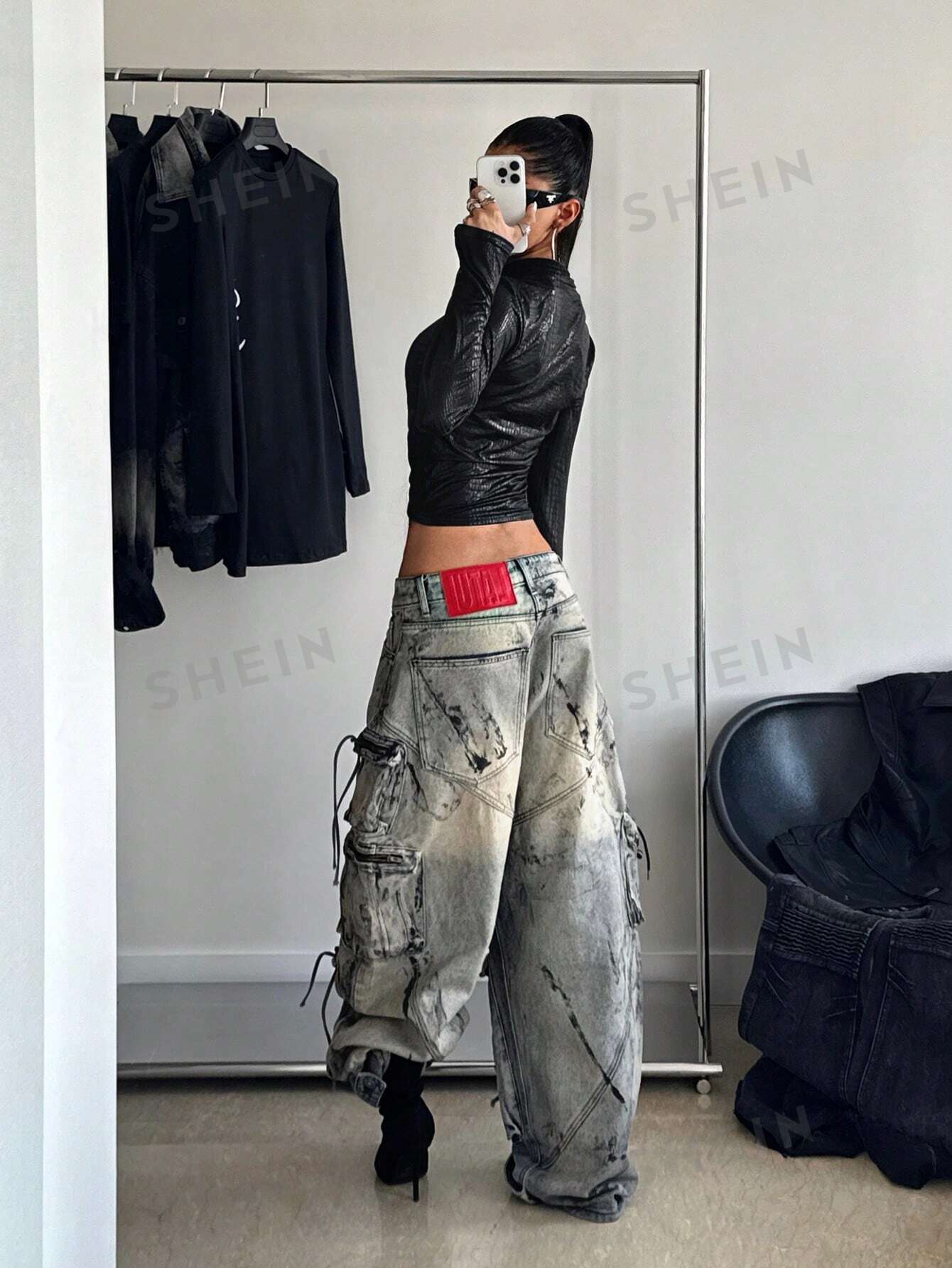 Cropped Faux Leather Zip Jacket