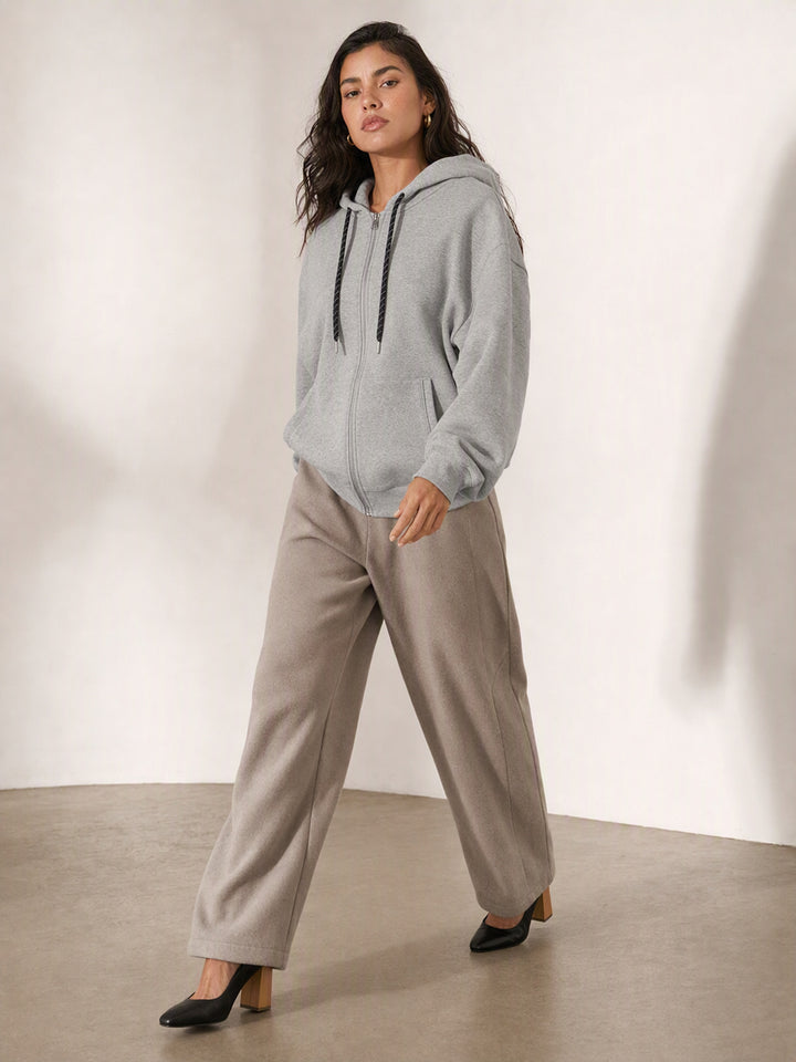 Oversized Cropped Zip Up Hoodie
