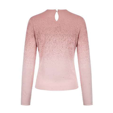 Sparkling Ombre Embellished Knit Pullover