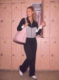 Colorblock Zip Up Flare Pants Set