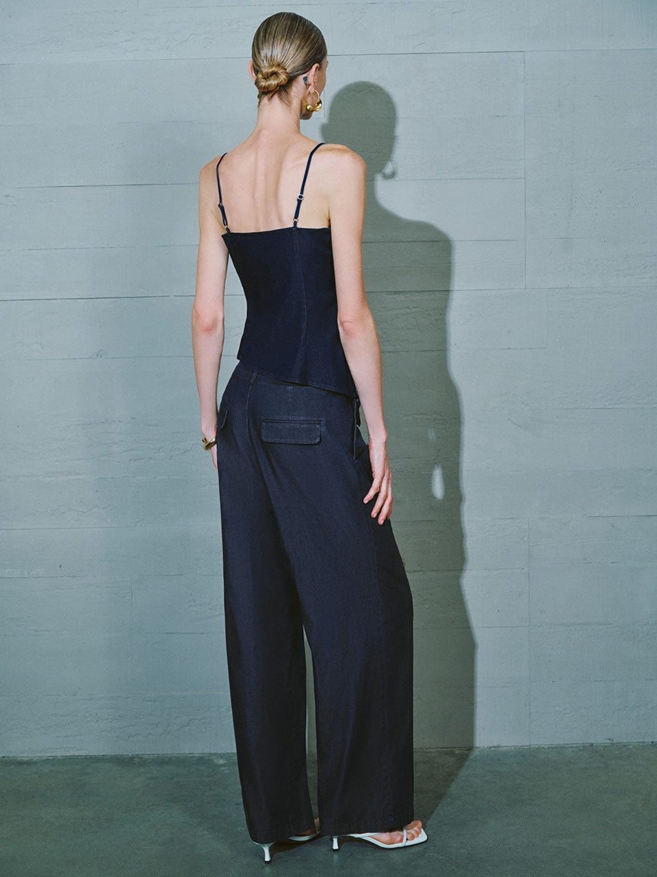 Urban Revivo Asyemmetric Denim Cami Top-Blue