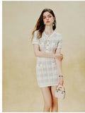 Elegant Tweed Button Up Knit Dress