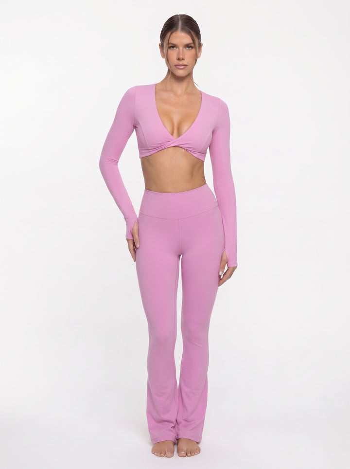 Seamless Twist Crop Flare Legging Two-piece Set