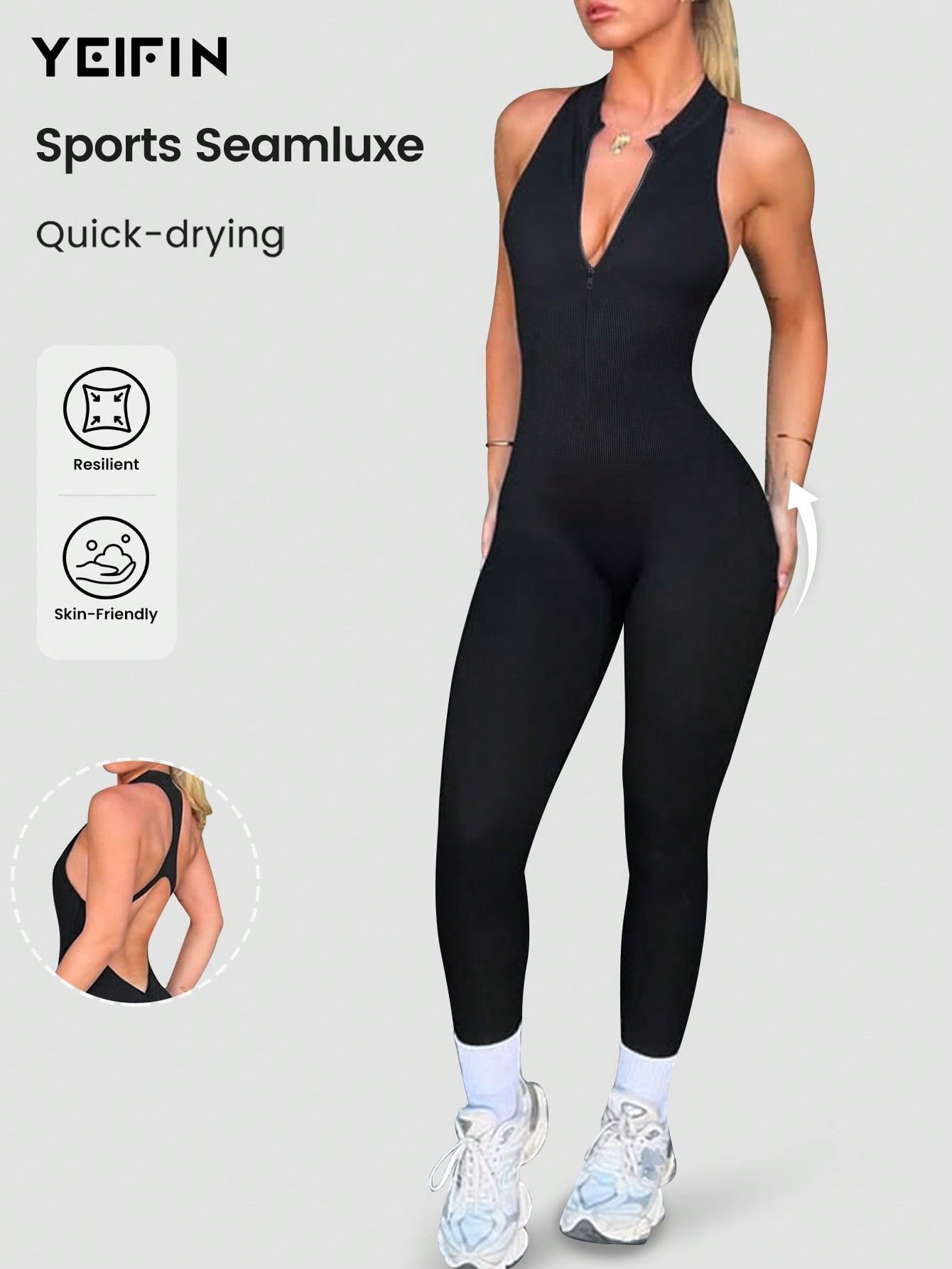 Sculpting Zip Front Athletic Jumpsuit
