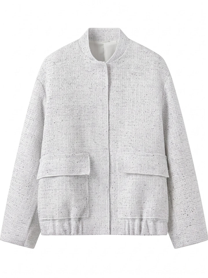 Shimmering Tweed Stand Collar Jacket