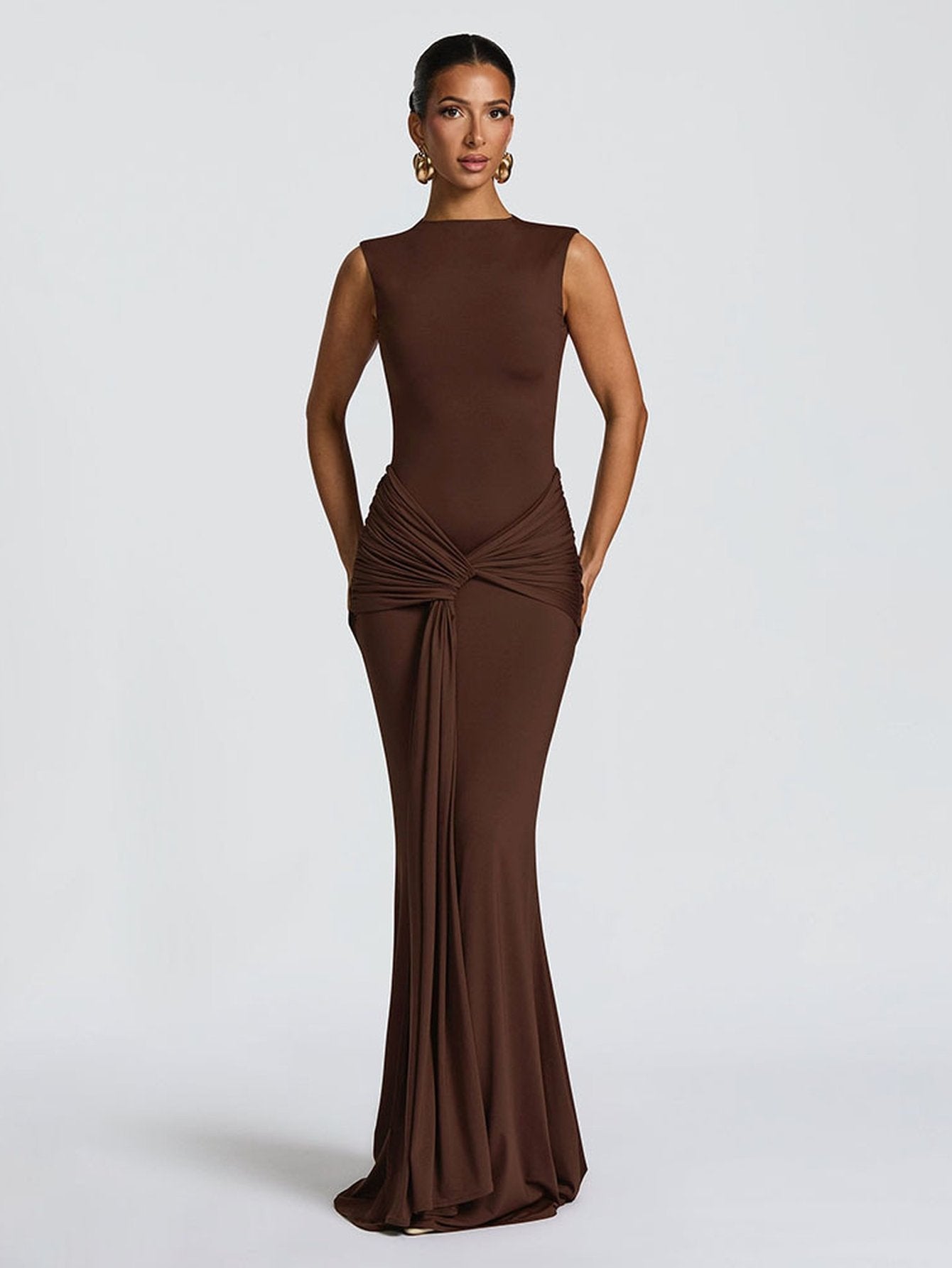 Sleek Ruched Bodycon Maxi Dress