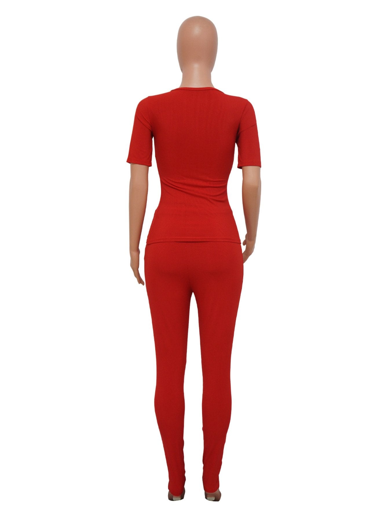 Rib Knit Fitted Pants Set