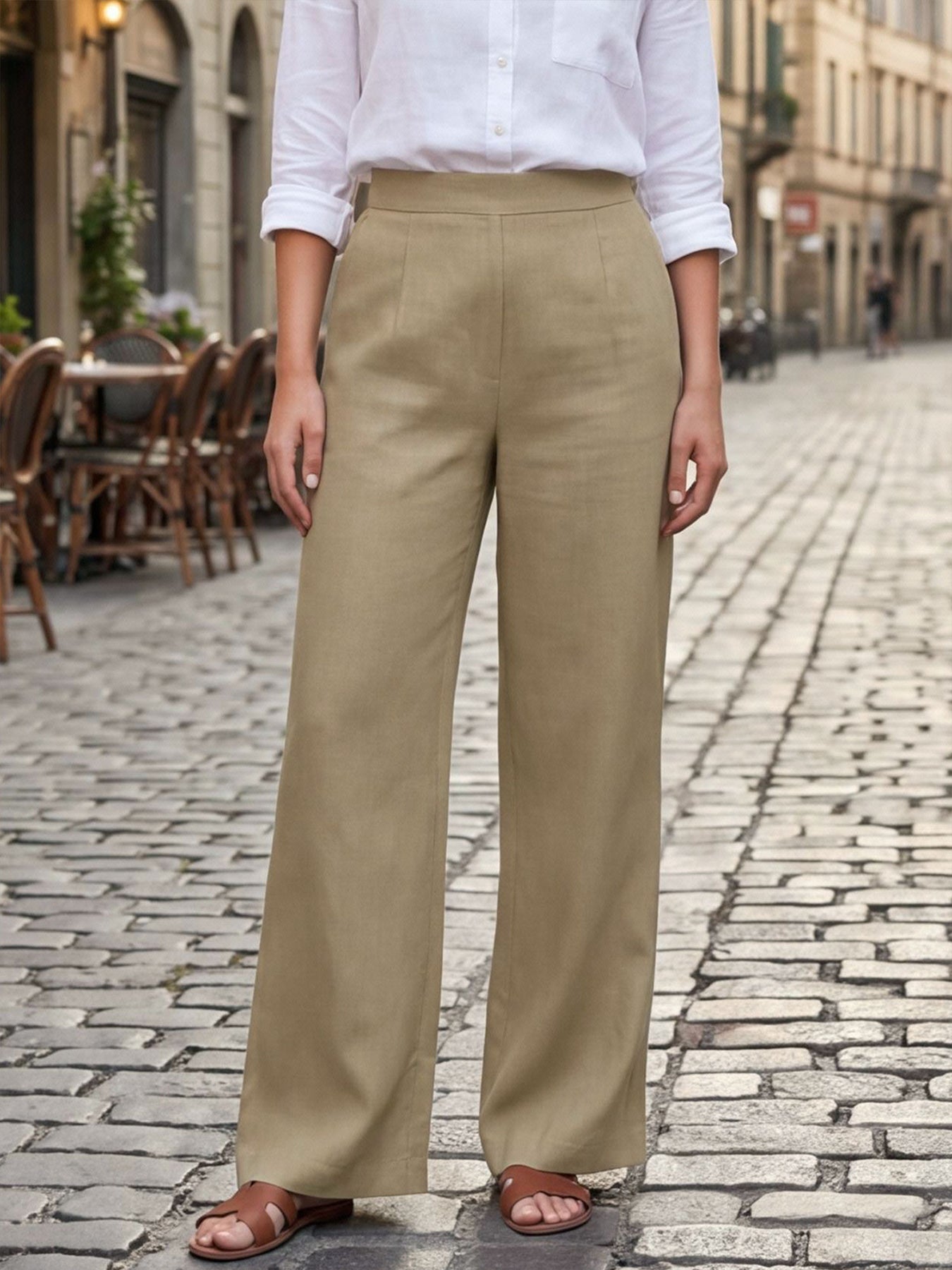 High Waisted Tailored Wide Leg Trousers