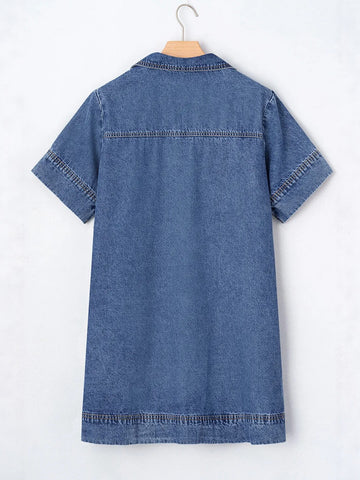 Collar Detail Pocket Denim MIni Dress