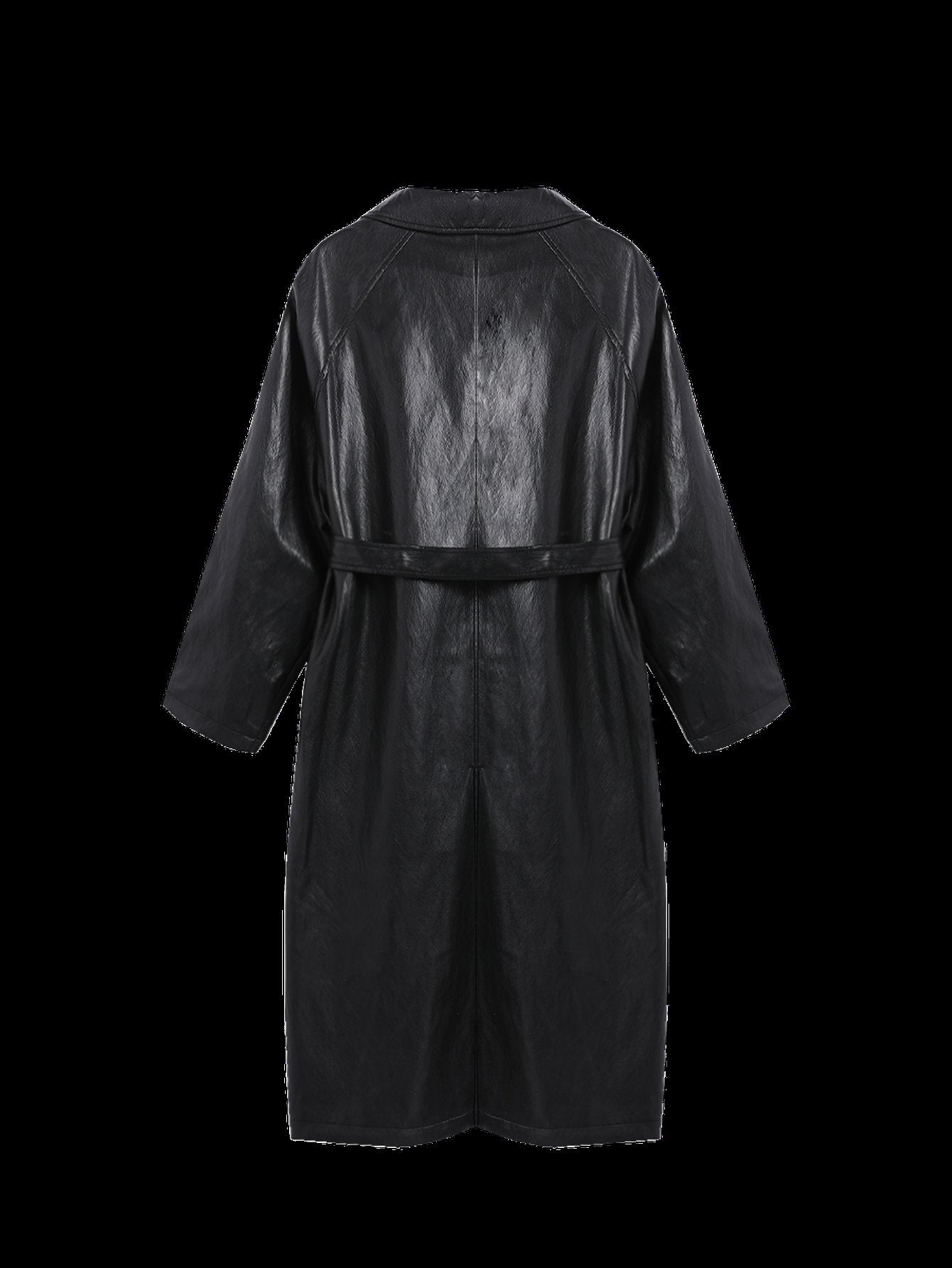Oversized Button Down Faux Leather Trench