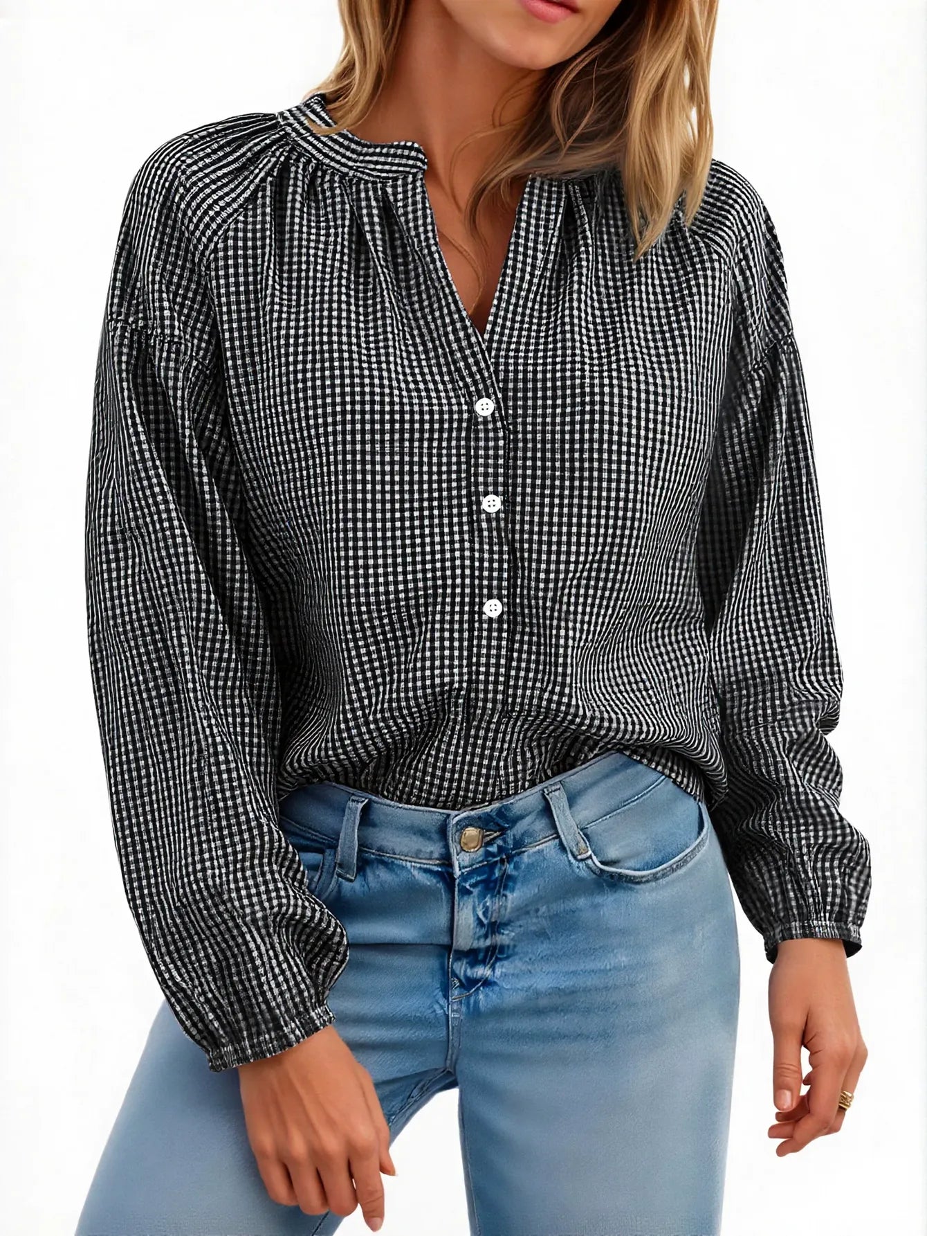Casual Gingham Button Down Shirt