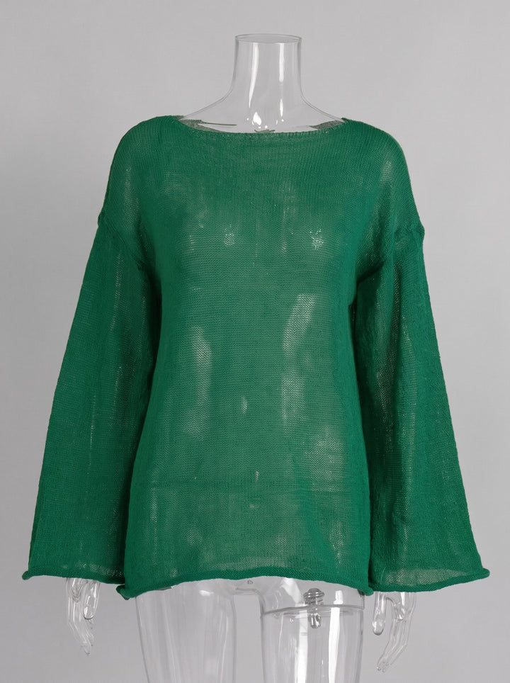 Oversized Lightweight Boat Neck Knit Sweater