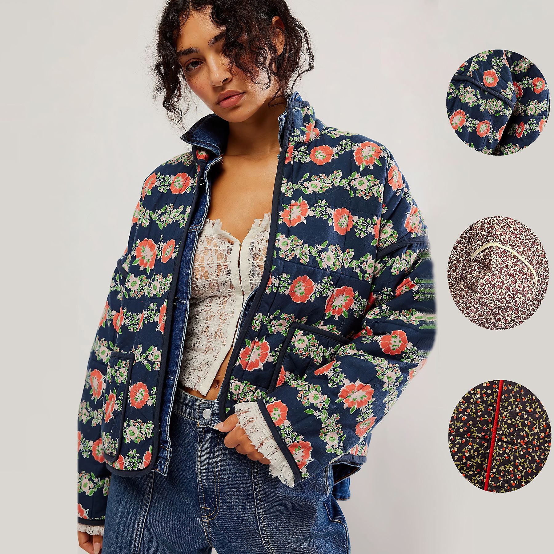 Floral Quilted Lightweight Padded Jacket