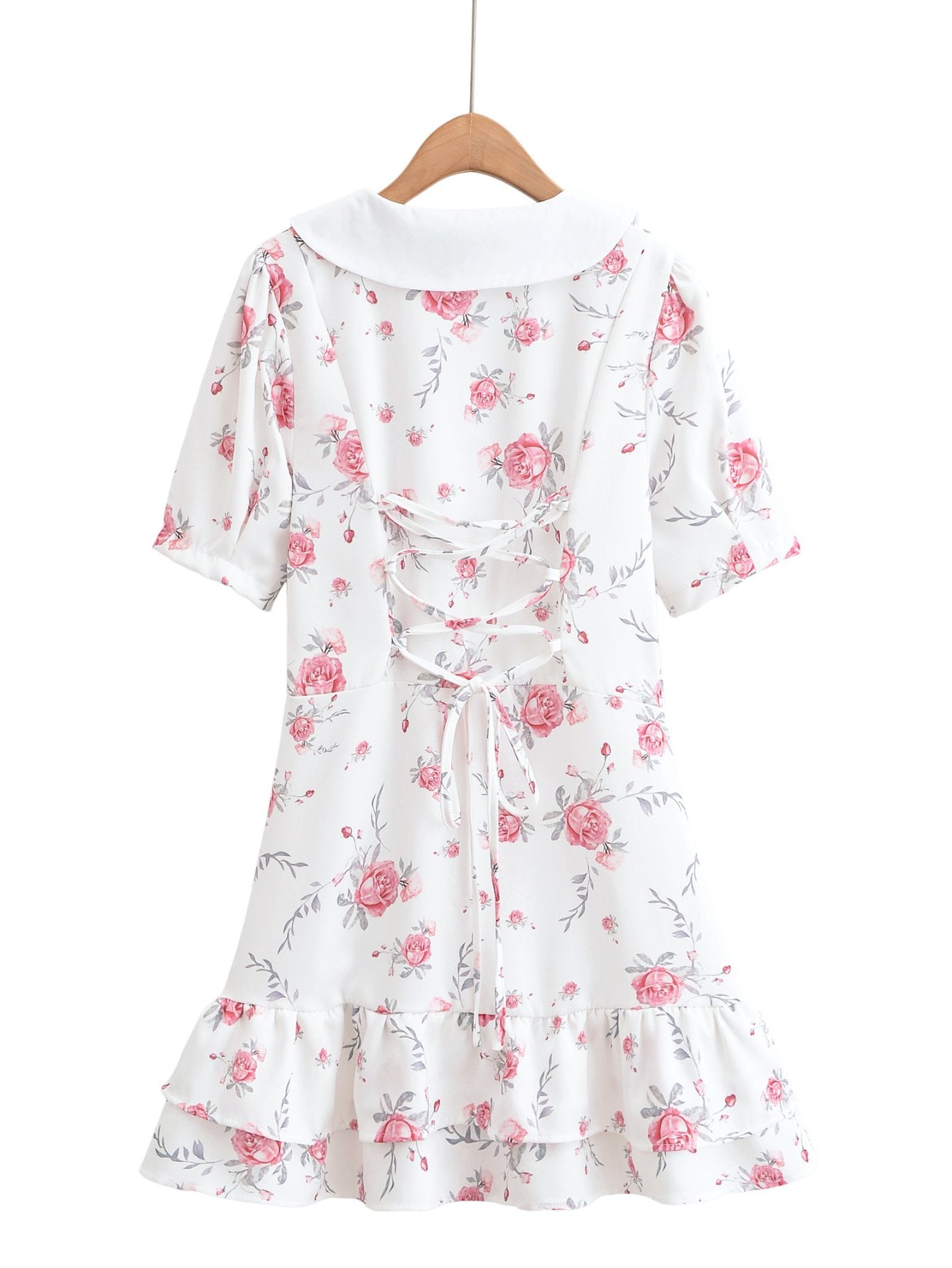 Floral Collared Puff Sleeve Mini Dress