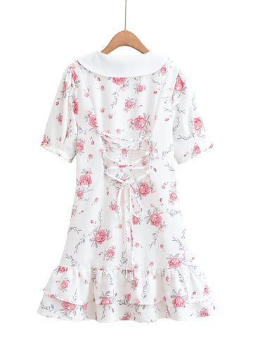 Floral Collared Puff Sleeve Mini Dress