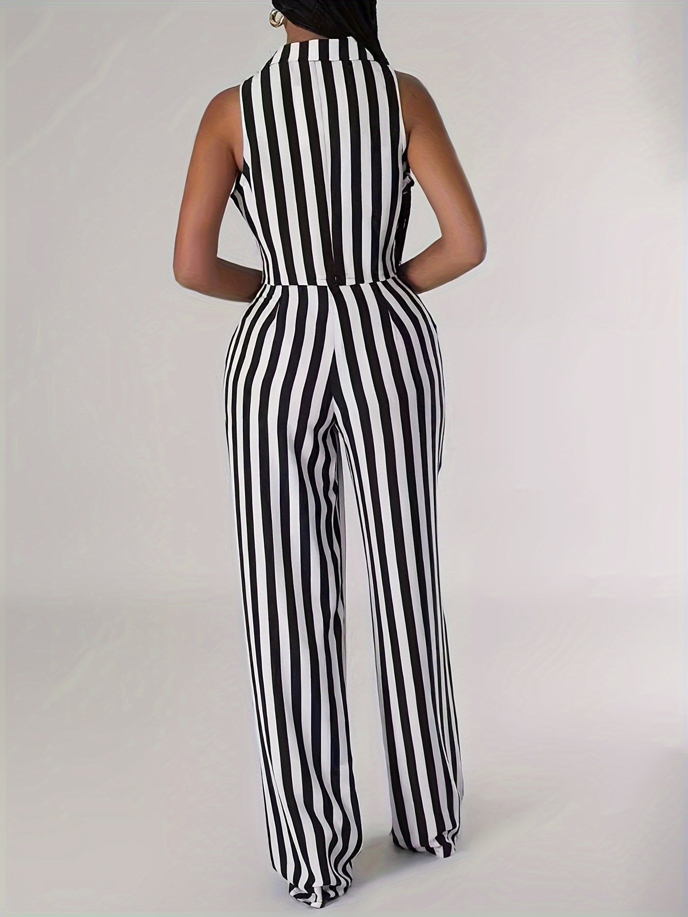 Chic Striped Tailored Vest Pants Set