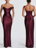 Satin Corset Back Formal Maxi Dress