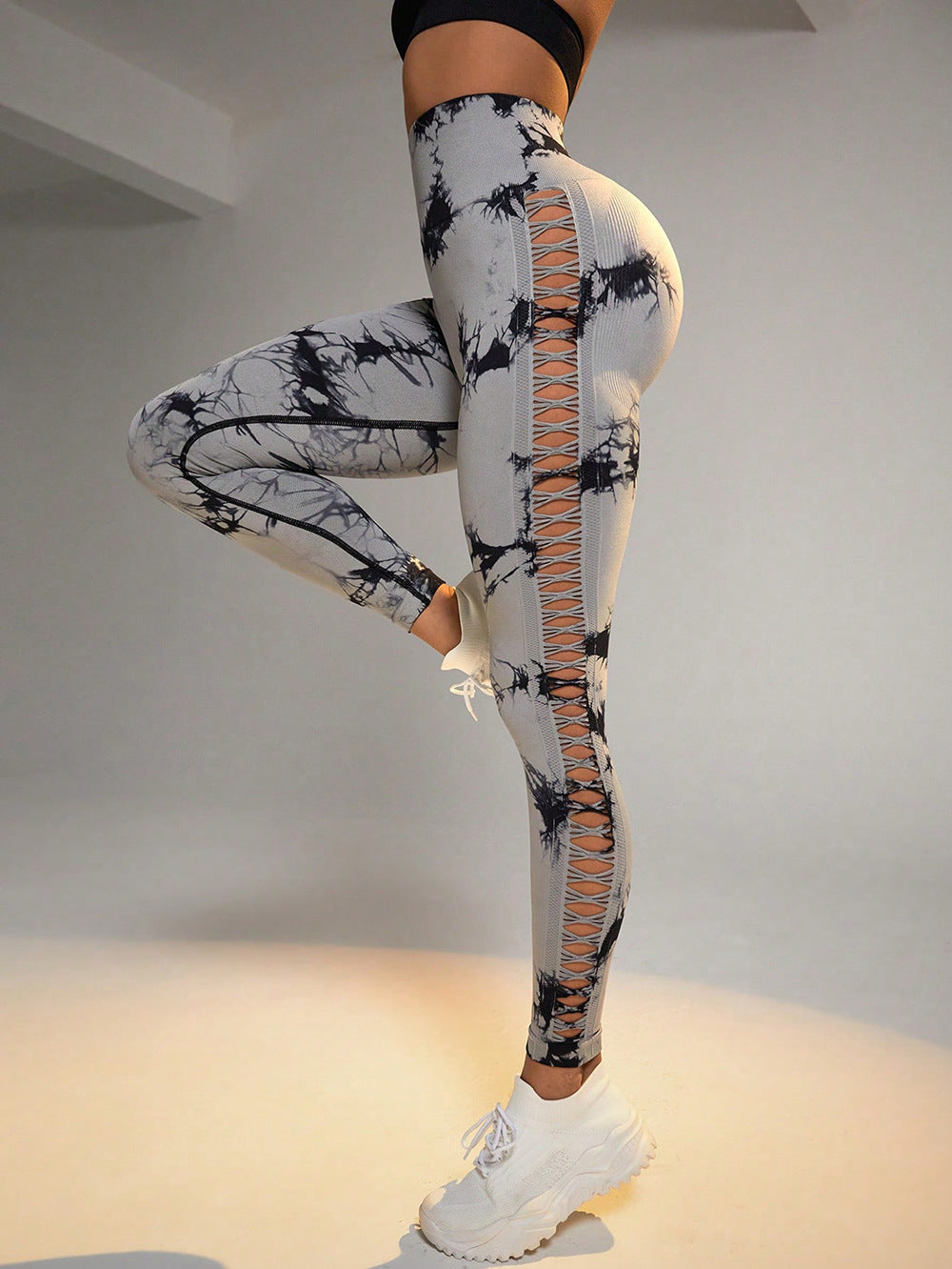 Lace Up Tie Dye Yoga Leggings