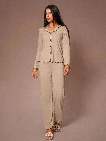 Soft Lettuce Edge Pajama Set