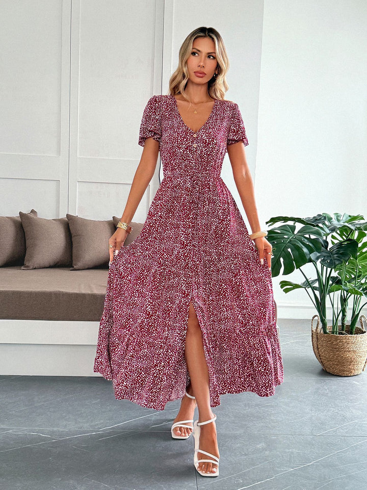 Floral Button Down Midi Dress