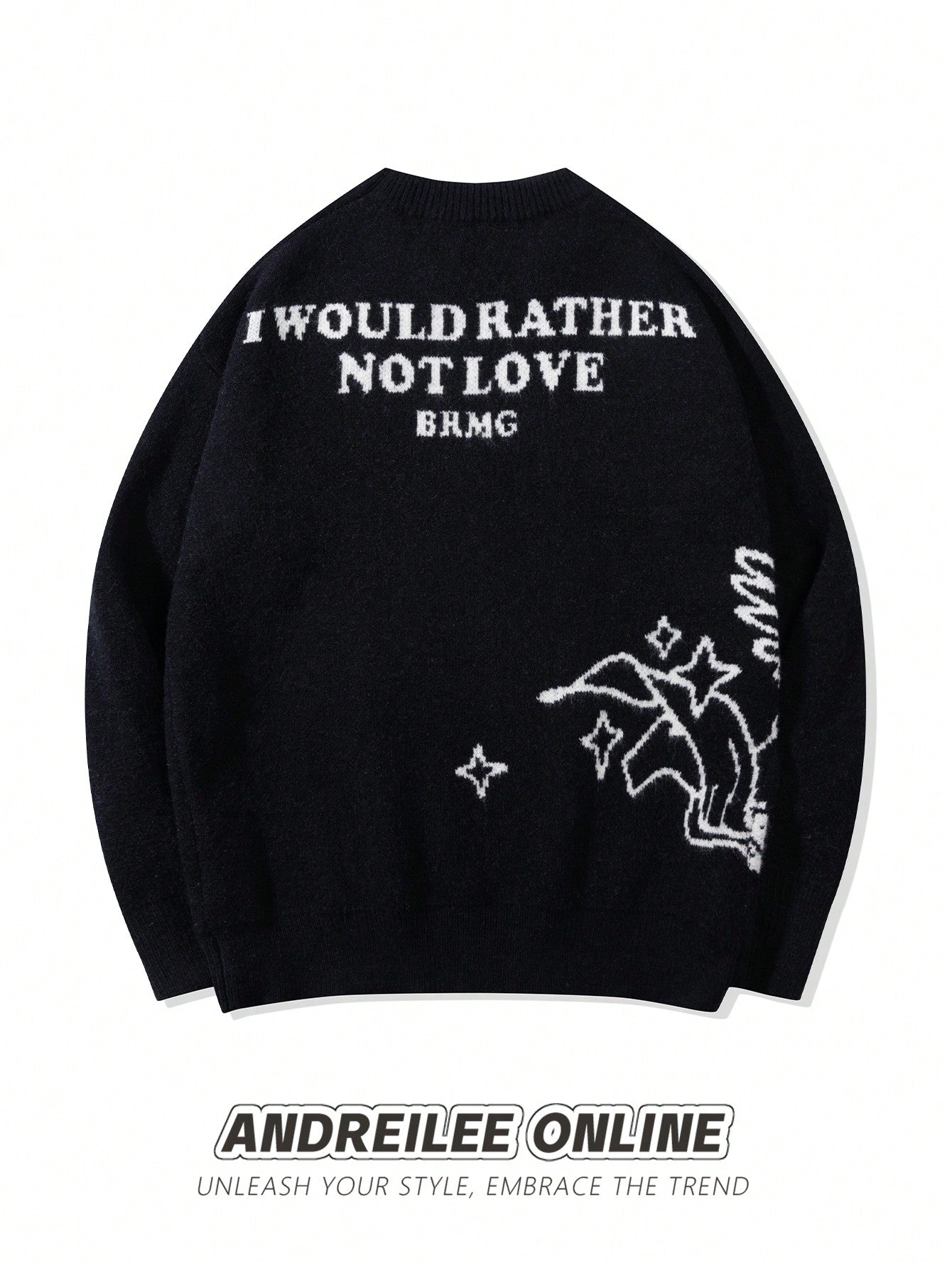 Cupid Graphic Heart Print Oversized Crewneck Sweater