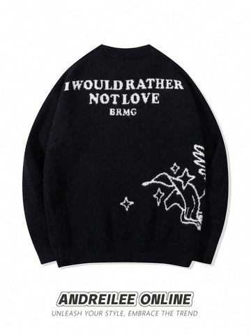 Cupid Graphic Heart Print Oversized Crewneck Sweater