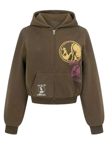 Oversized Graphic Zip Up Hoodie