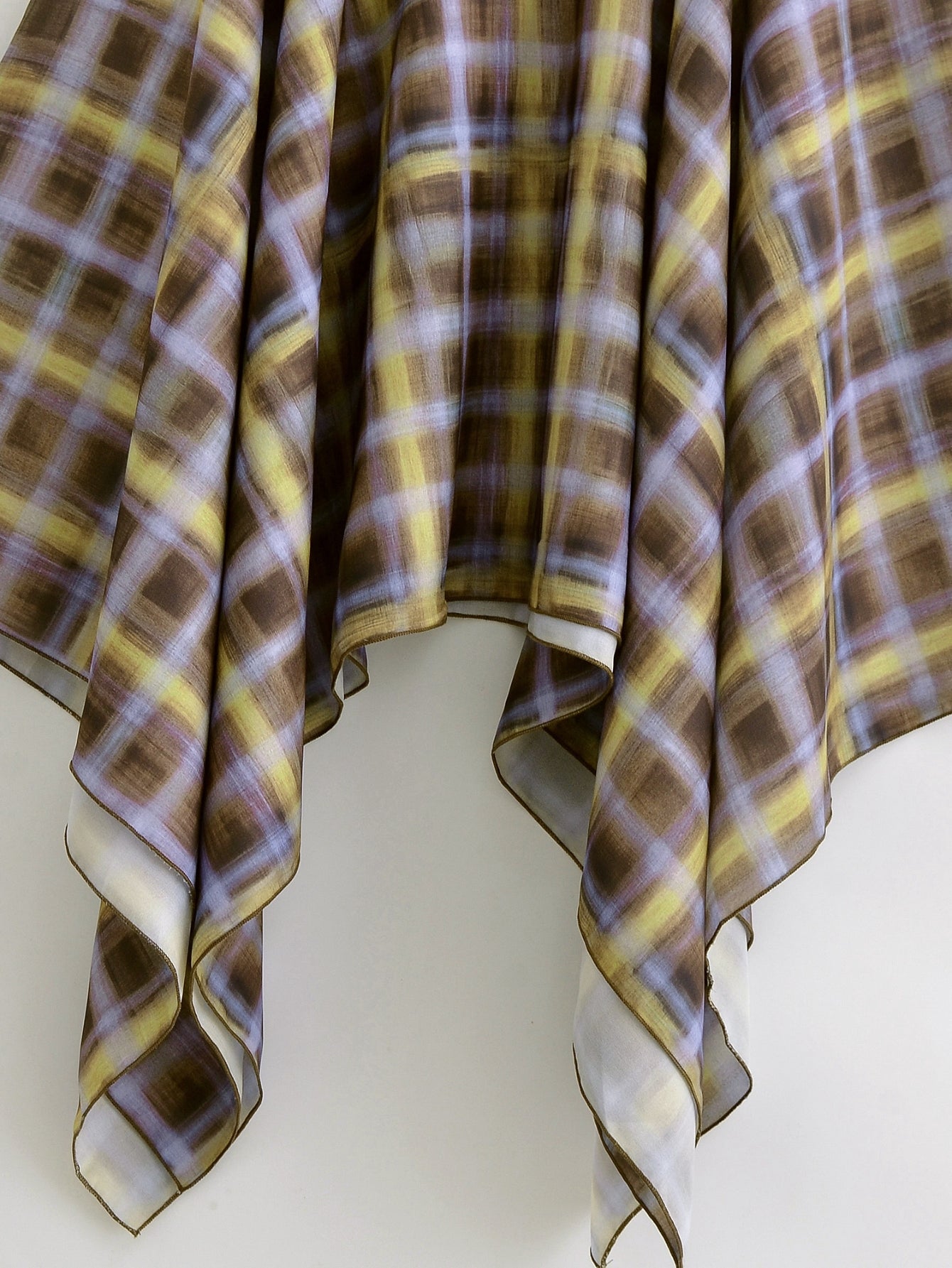 Plaid Asymmetric High Low Midi Skirt