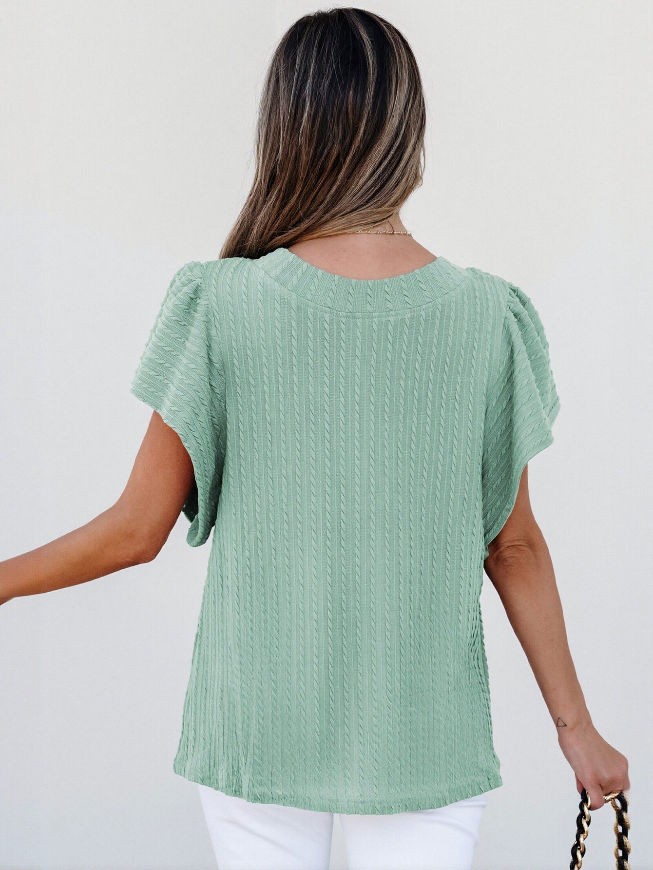 Relaxed Fit Flutter Sleeve Blouse