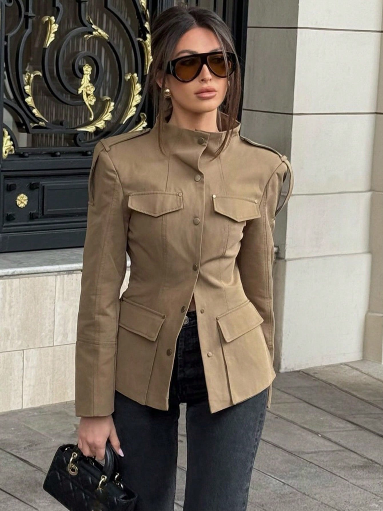 Tailored Military Style Utility Trench Jacket