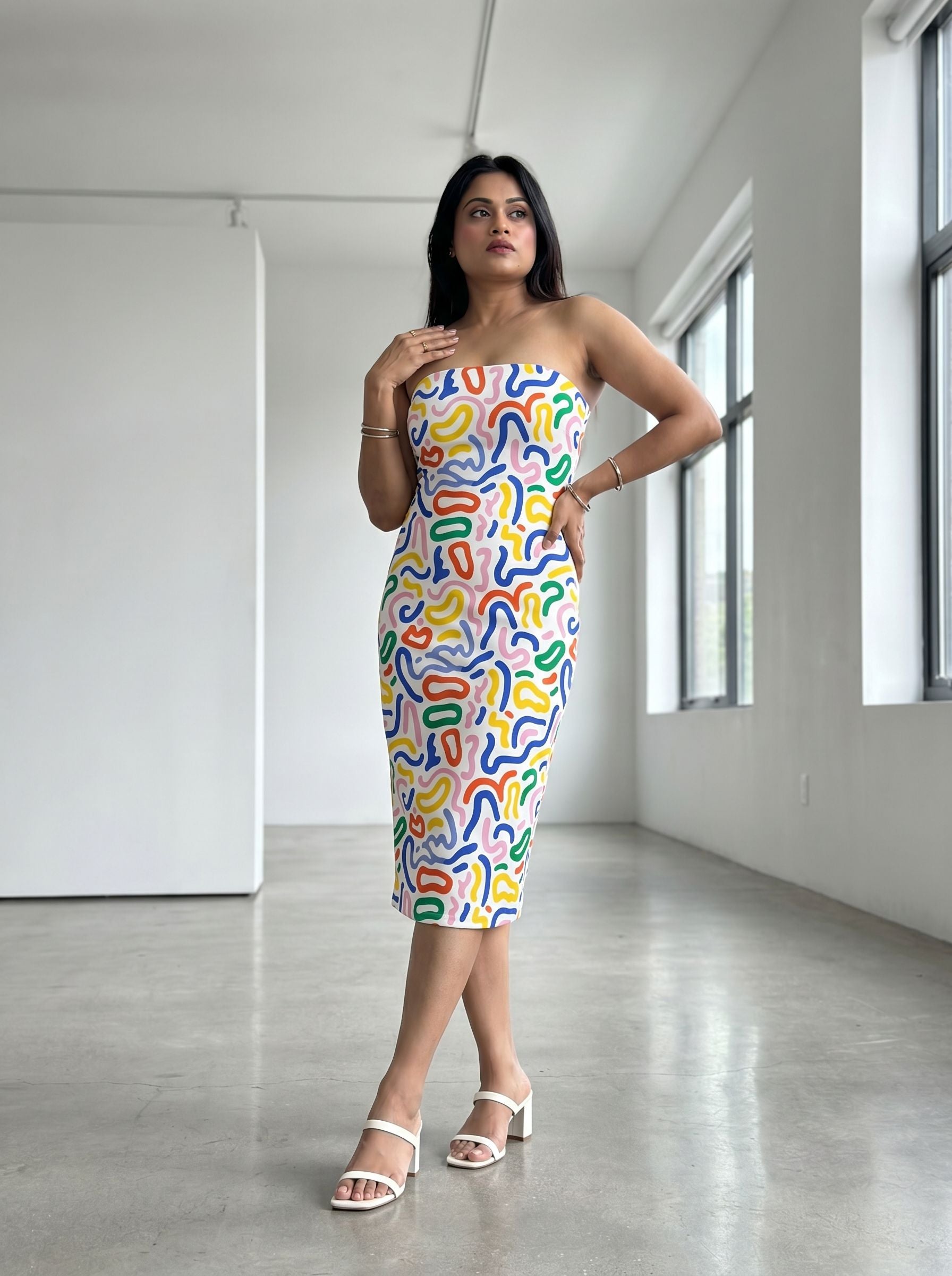 Shilpi Tripathi's Abstract Doodle Print Midi Dress