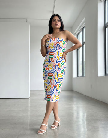 Shilpi Tripathi's Abstract Doodle Print Midi Dress