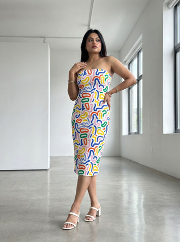 Shilpi Tripathi's Abstract Doodle Print Midi Dress