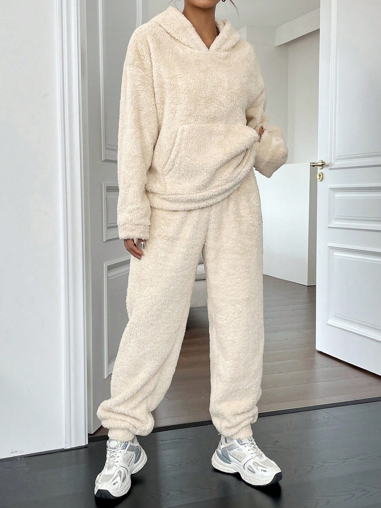 Cozy Fuzzy Hooded Lounge Pants Set