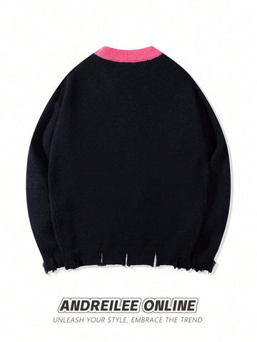 Distressed Graphic Grunge Oversized Sweater