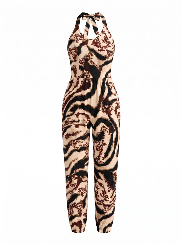 Tiger Stripe Print Jumpsuit
