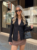 Textured Fitted Flare Sleeve Button Shirt