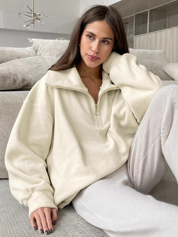 Oversized Quarter Zip Fleece Sweatshirt