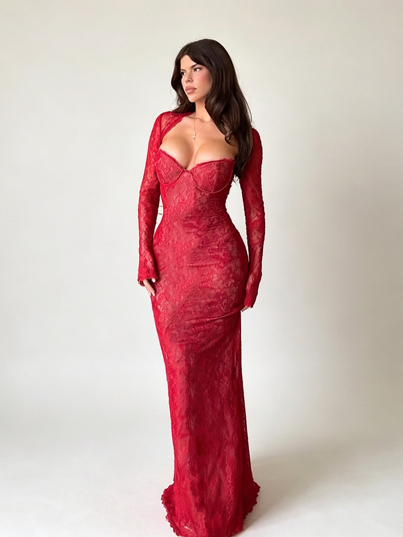 Sexy Lace Bustier Maxi Dress