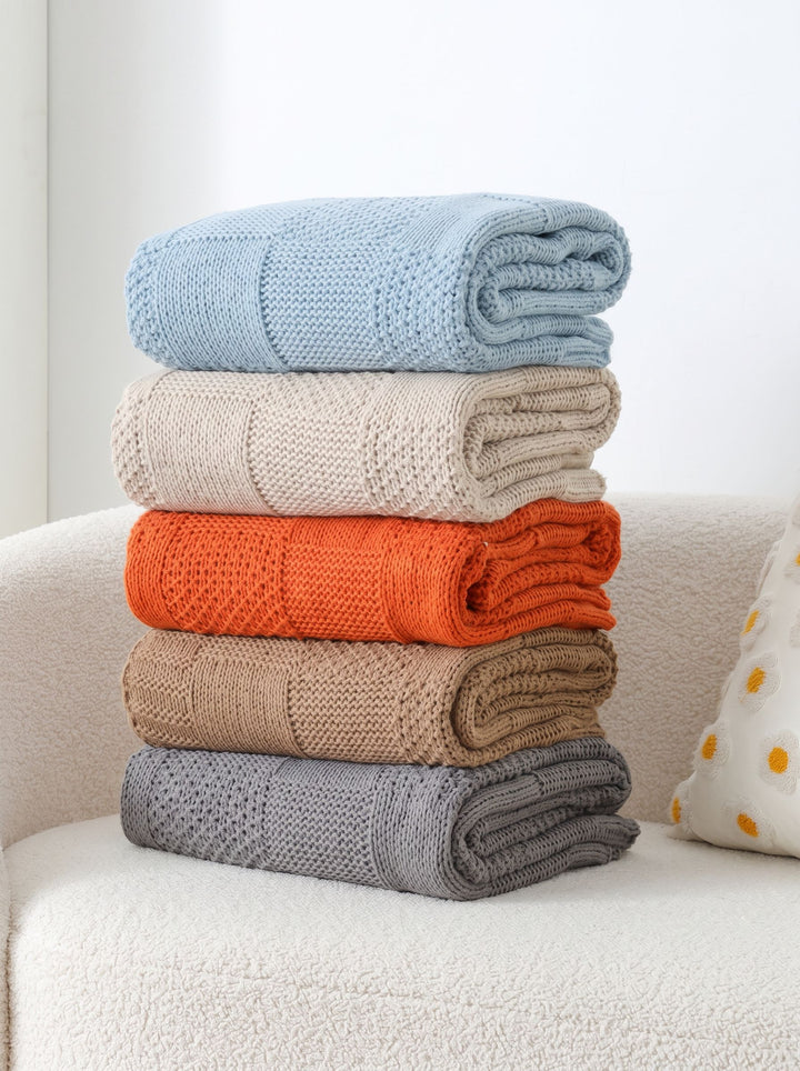 Soft Chunky Knit Textured Throw Blanket