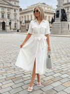 Elegant Belted Utility Shirt Dress