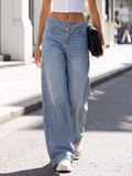 Crossover Waist Wide Leg Jeans