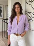 Cozy Lavender Button Down Knit Cardigan