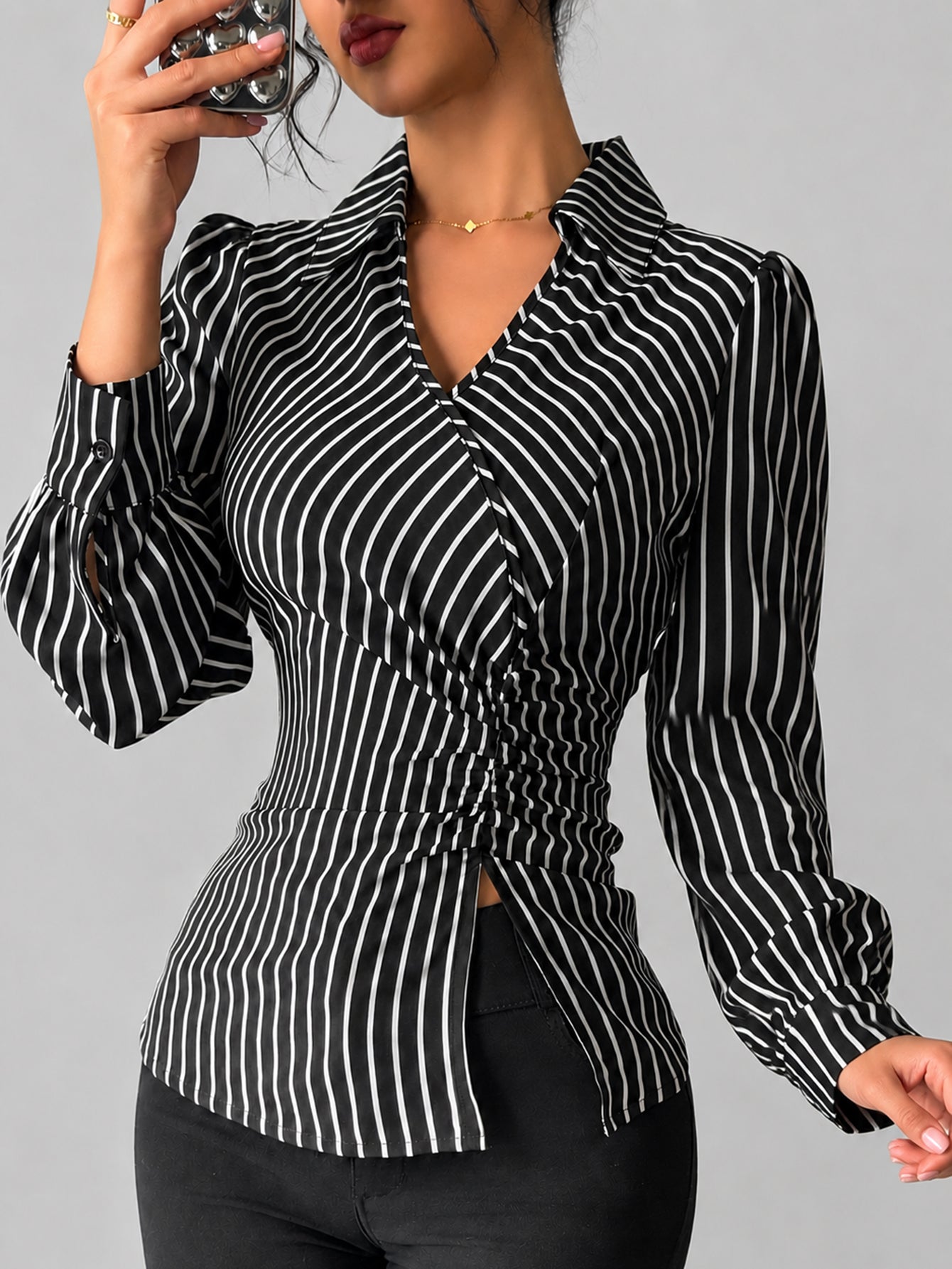 Slim Fit Striped Button Down Shirt