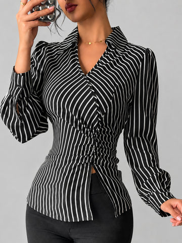 Slim Fit Striped Button Down Shirt