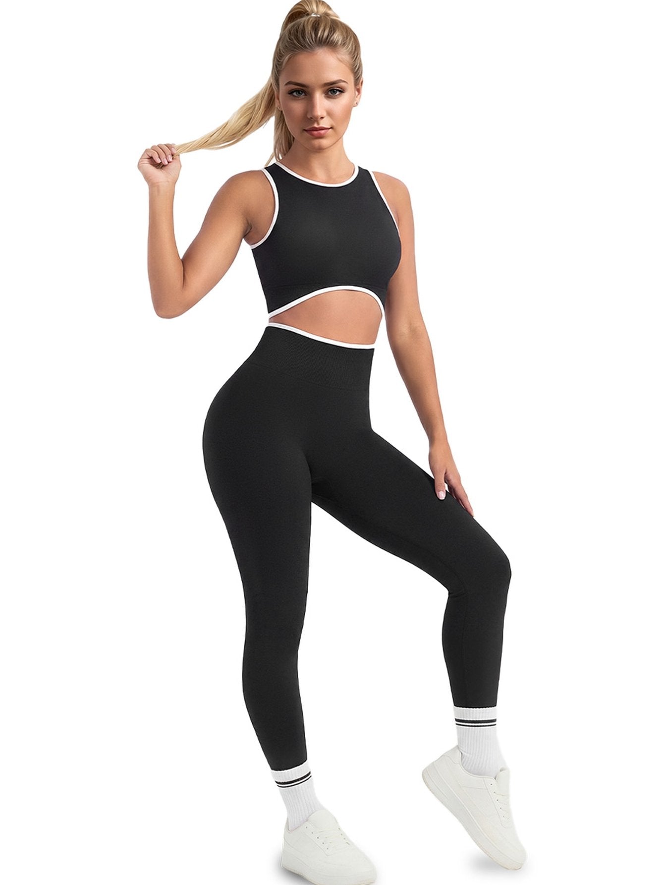 Seamless Cutout Crop Legging Set