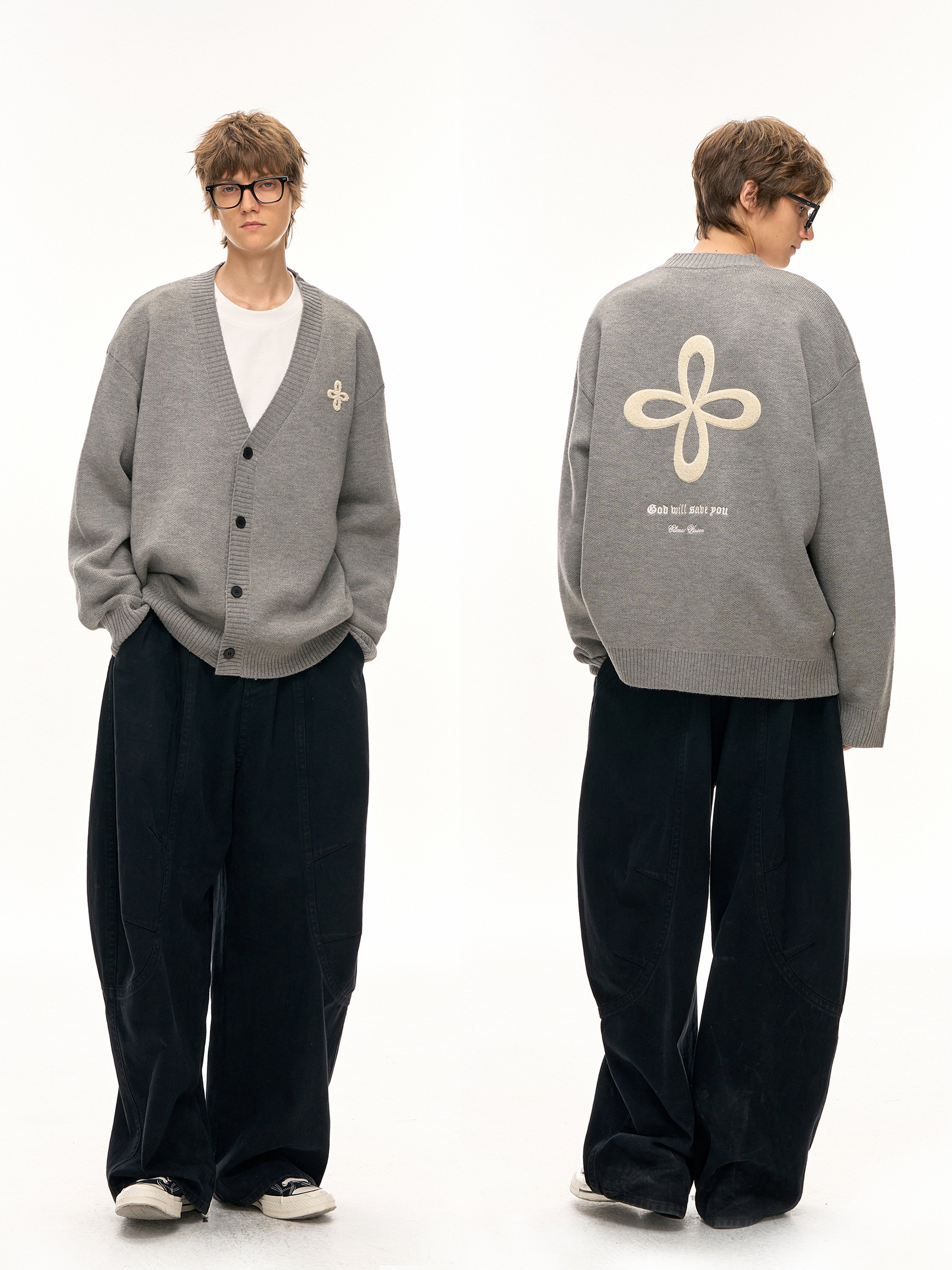 Oversized Graphic Unisex Knit Cardigan