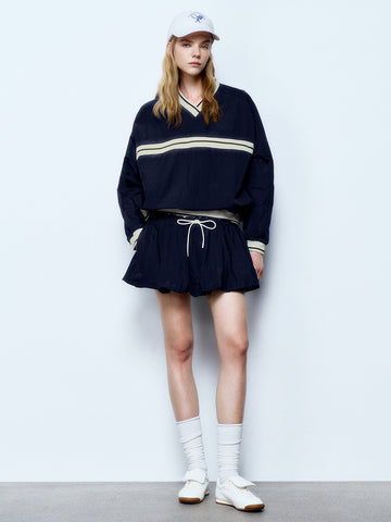 Urban Revivo Oversized A-Line Skirts-Navy Blue