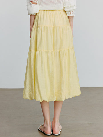 TOYOUTH Tiered Flared Boho Midi Skirt